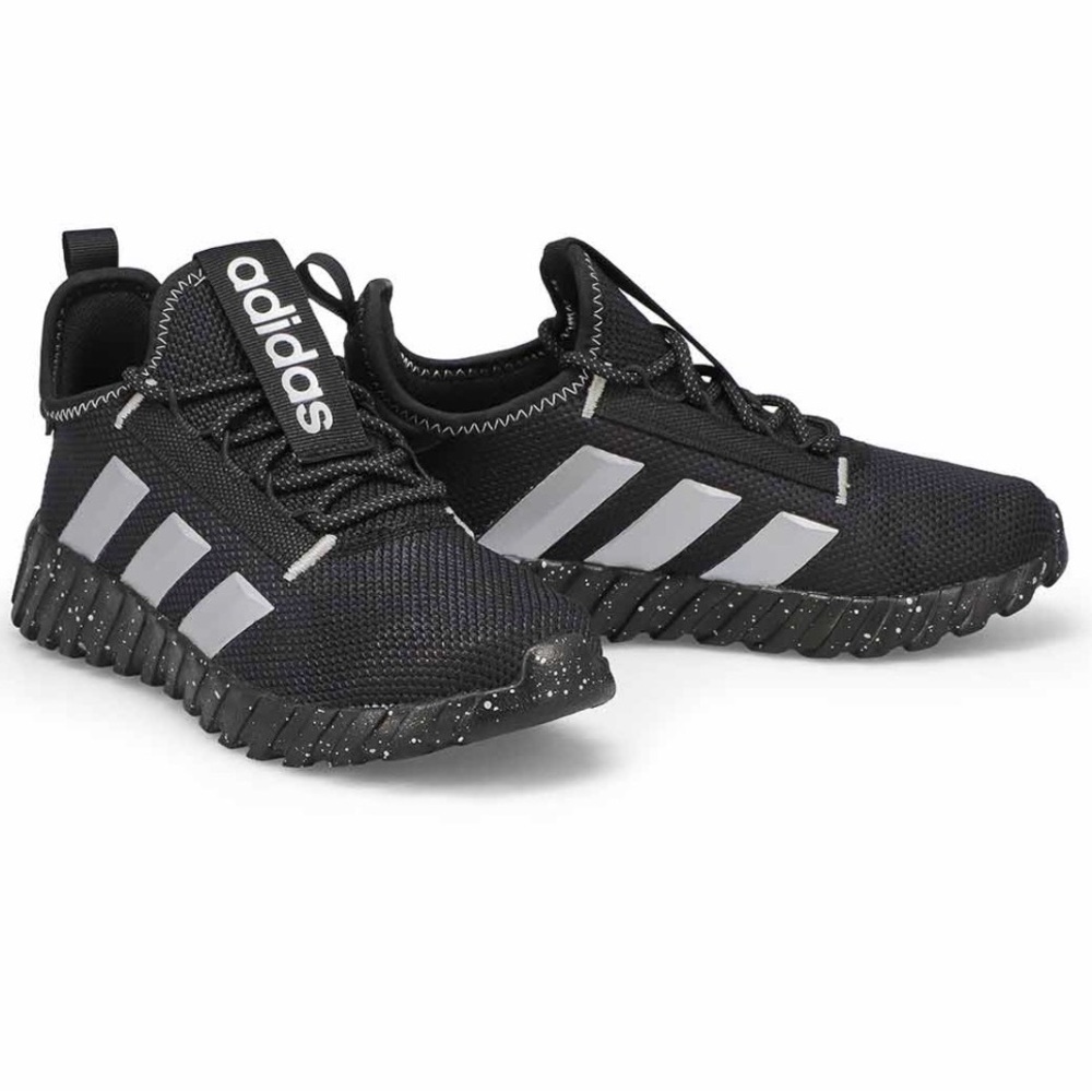 New Adidas Boys Kaptir 3S K Black Mesh Sneakers Size 1 Shoes